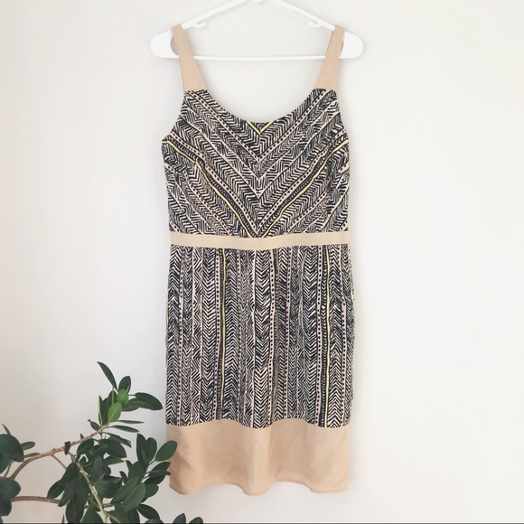 LOFT Dresses & Skirts - Loft Tan and Black Print Sleeveless Dress